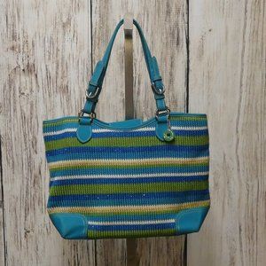 THE SAK Blue Stripe  Crochet Slouchy Shoulder Purse